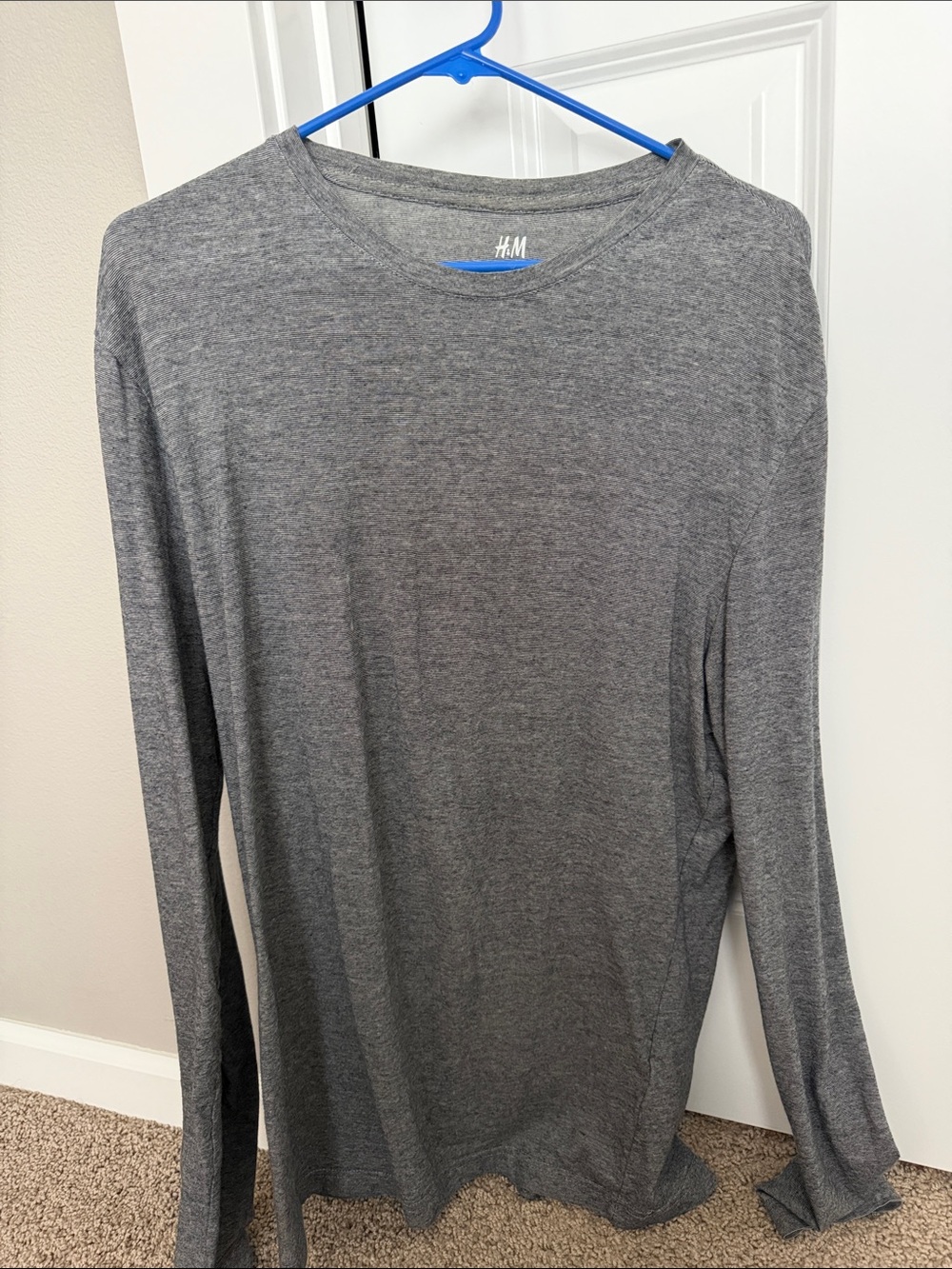 H&M Men's Long Sleeve Crew Neck Tee - Heather Gray